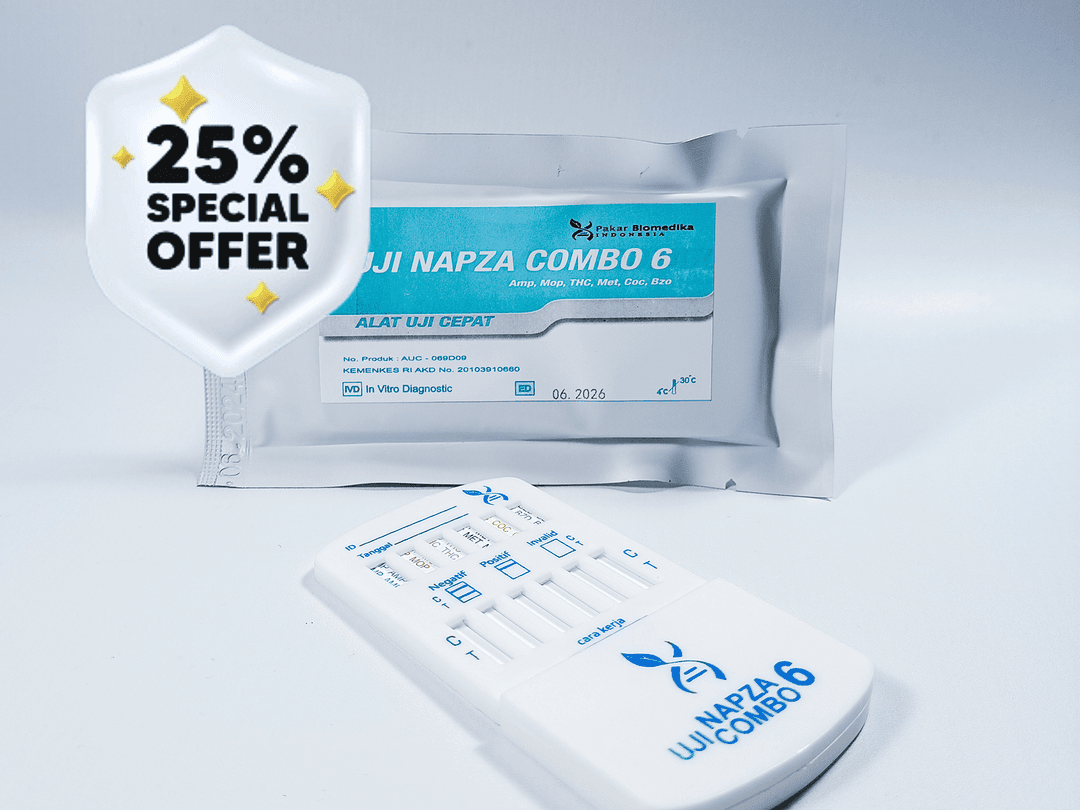 Uji Napza Combo 6 (Mop, Met, Coc, Bzo, THC, Amp) (25 test)